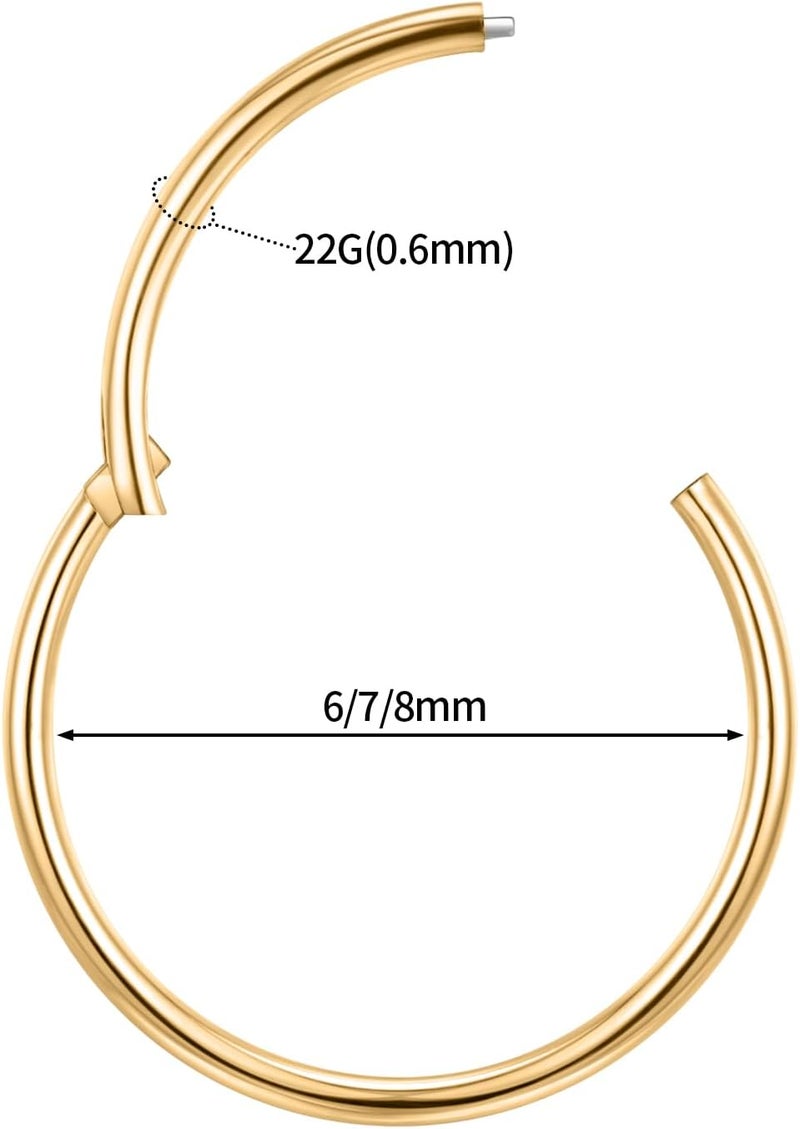 FUNLMO Store 316L Surgical Steel Hinged Segment Nose Ring Hoop for Nose Septum Cartilage Helix Tragus Conch Rook Daith Lobe Lip Piercings 1 Pc - Image 2